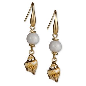 PATRICIA NASH SEA SHELL BEADED EARRINGS IN GOLD-TONE NWT